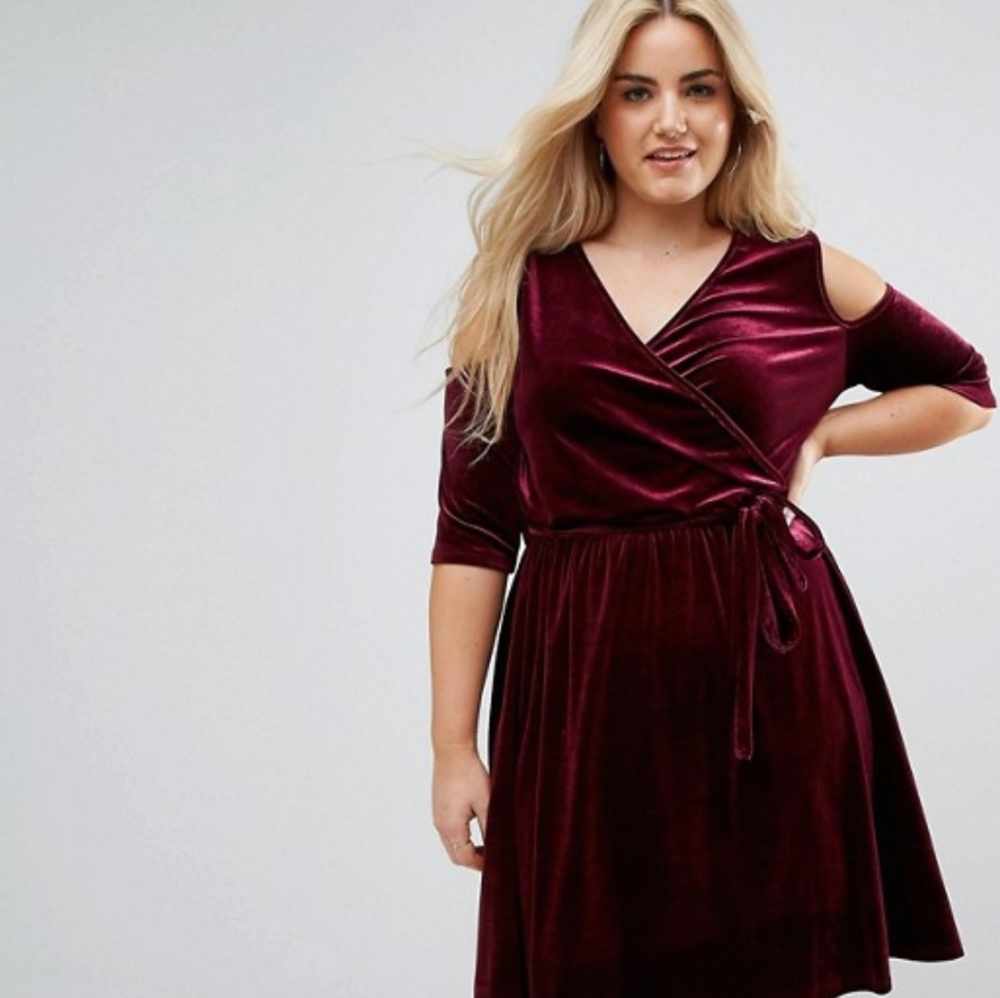 Asos Pink Clove Cold Shoulder Velvet Dress
